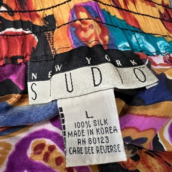 Studio New York Large Silk Vintage 90’s Floral Abstract High Waist Short R5 - Picture 6 of 7